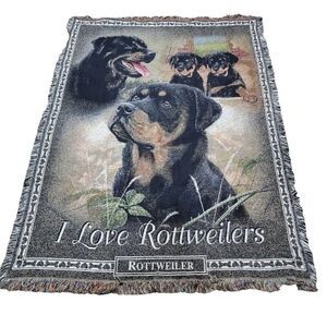 I Love Rottweilers Dog Large Blanket Throw Size 52x72" Cotton by Danbury Mint